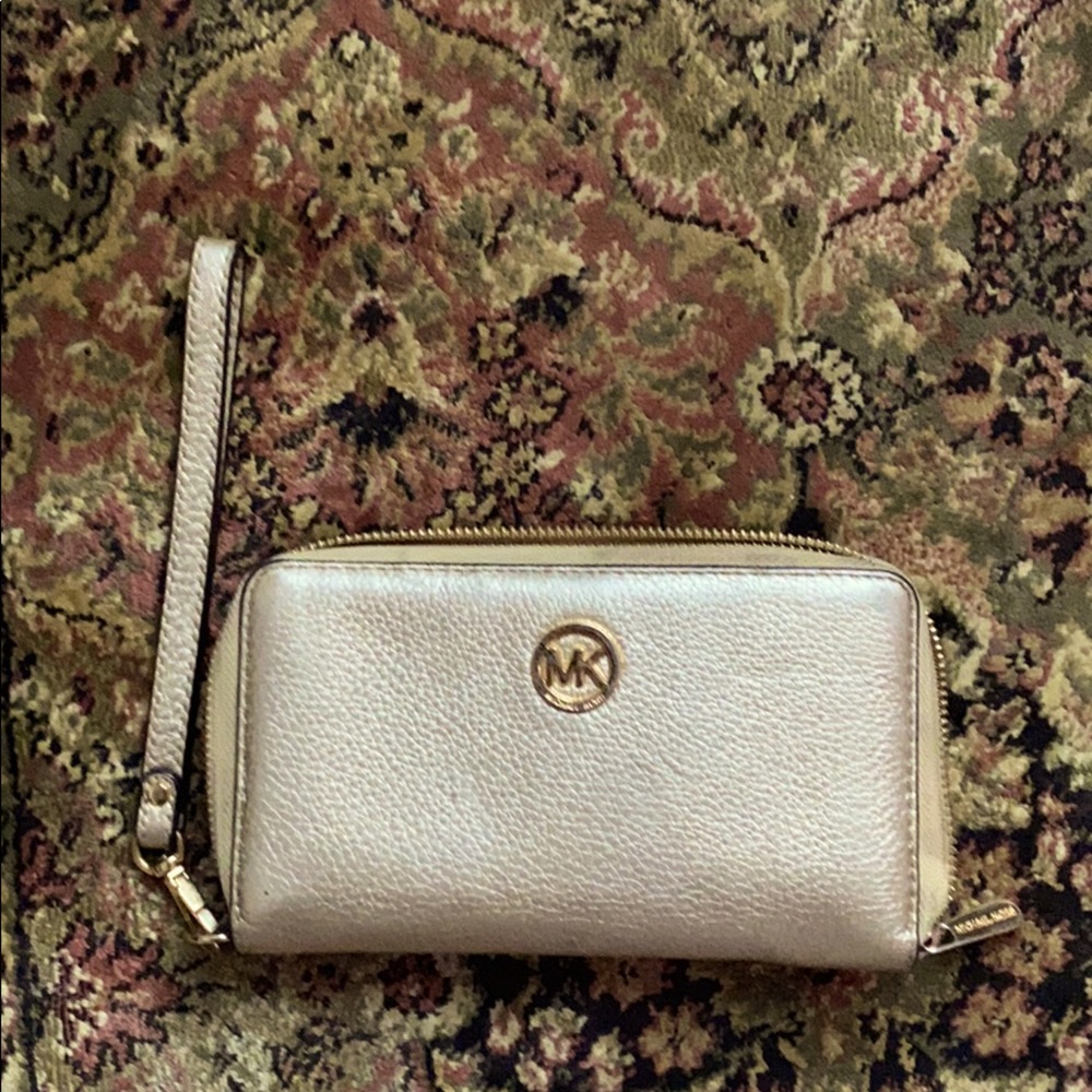 Metallic Gold MK Fulton Wristlet Wallet